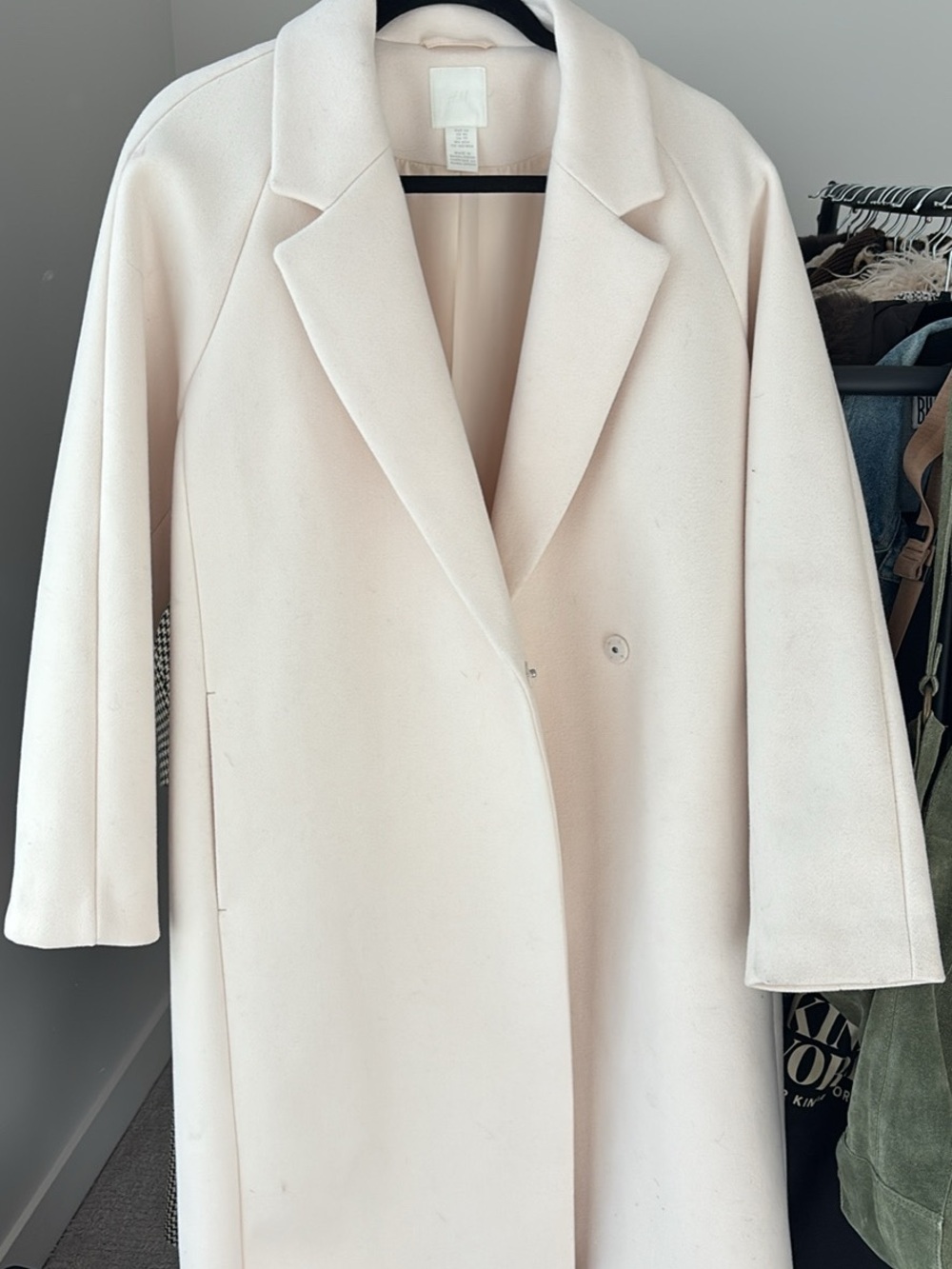 H&M Light Cream Long Double-Breasted Coat